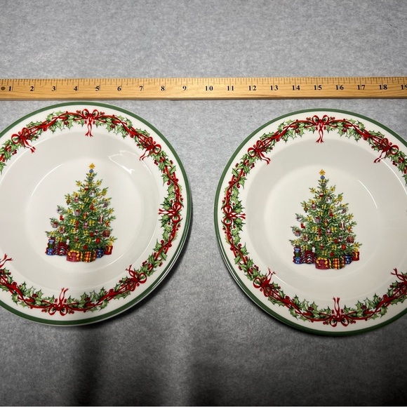 2 Christopher Radko Traditions Holiday Celebrations Dinner Soup Bowl Christmas - Picture 1 of 2